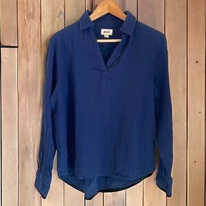 Pact Gauze V Neck Pop Over Blouse Women’s Small Organic Cotton Long Sleeve Top